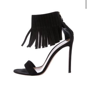 Gianvitto Rossi black fringe sandals, size 36/IS6